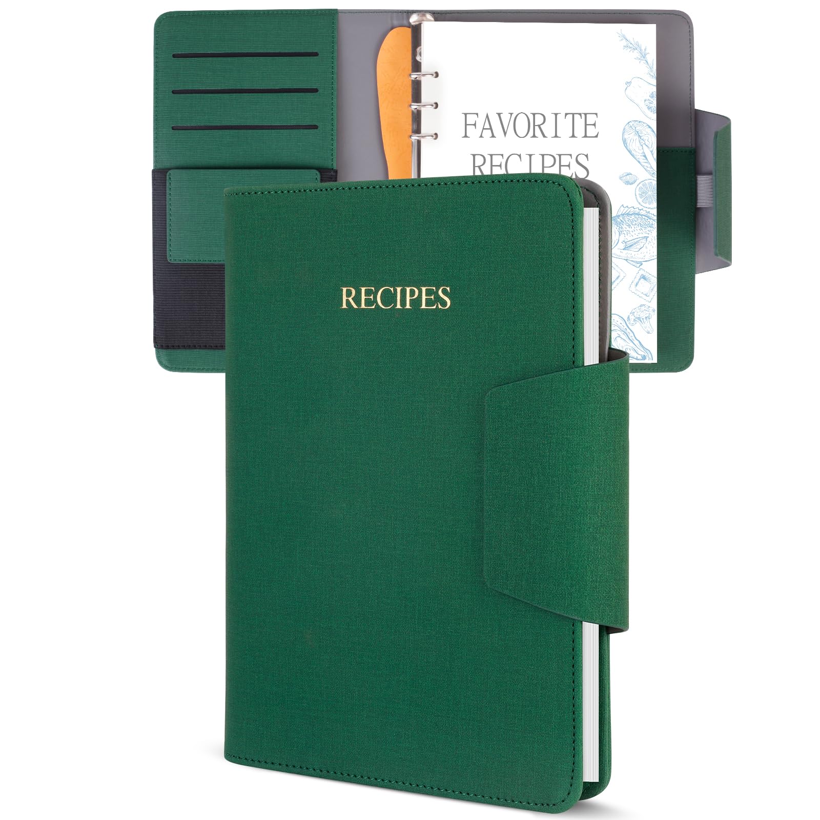 Leeres Rezeptbuch zum Einschreiben Ihrer eigenen Rezepte, 17,9 x 22,9 cm, nachfüllbares Rezeptbuch mit PU-Leder, 120 Rezepte, perfektes Familienrezept-Tagebuch und Geschenk für Mutter, Tochter, Koch