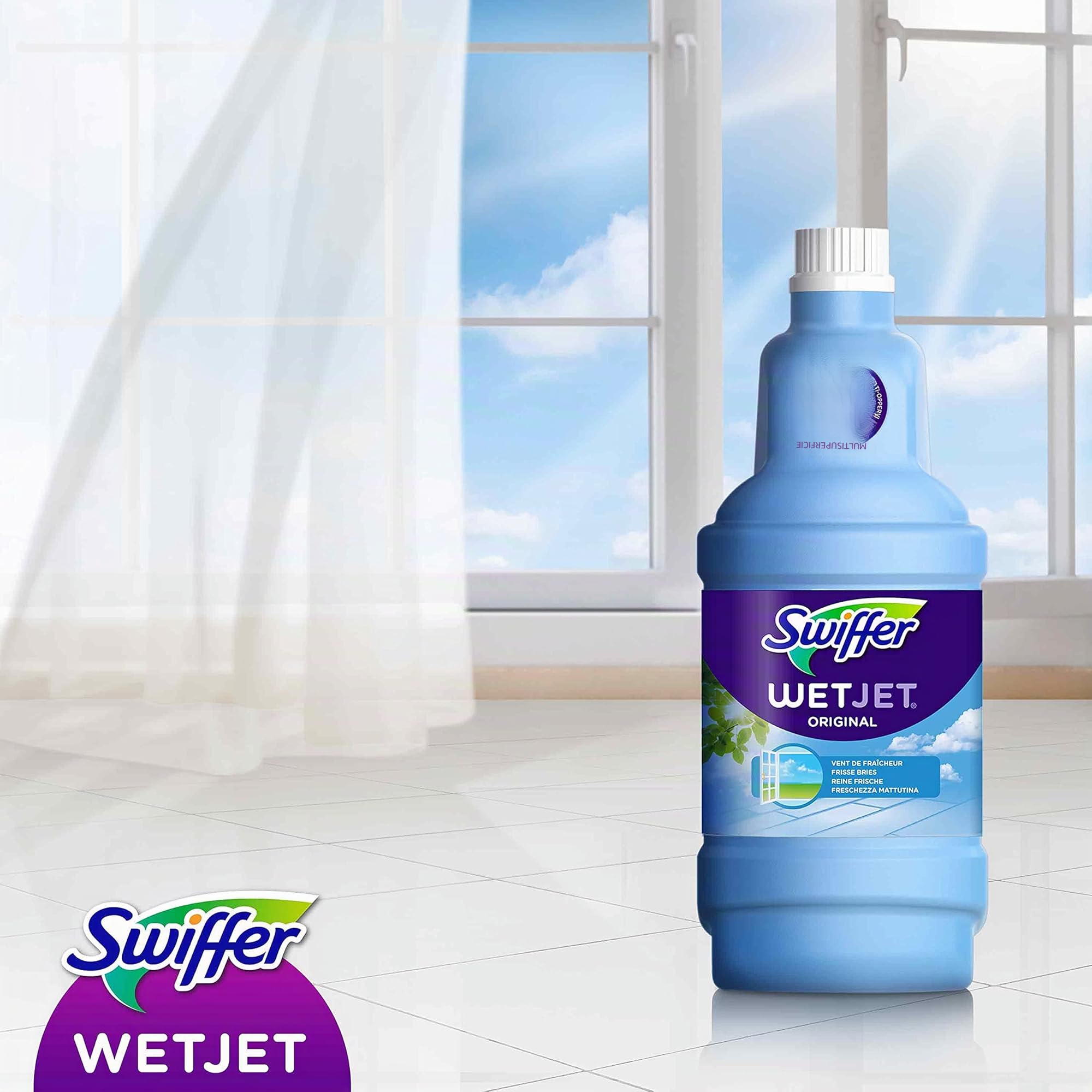 Swiffer Wetjet - Scopa Spray, Set Base -scopa 2-in-1 dotato con spray a Double-Jet a capacita da 500 ml, 14 x 11.1 x 69.5 cm