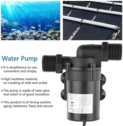 Miniatura 4 de Oumefar Bomba de agua solar de alta temperatura de 24V DC Bomba sumergible sin escobillas de bajo ruido Bomba de circulación de fugas Calibre