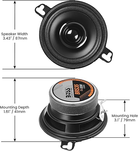 Vista 6 de BOSS Audio Systems BRS35 - Altavoz de repuesto para puerta de automóvil de 3.5 pulgadas, 50 vatios máximo, se vende individualmente