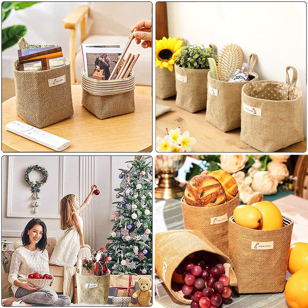 3 Pièces Panier De Rangement En Coton Et Lin - Suspendu, Pliable Et Lavable Pour Maison Et Bureau