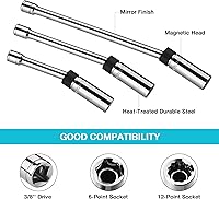 Vista 2 de DURATECH Juego de 5 llaves de trinquete magnéticas giratorias y 6 piezas con cabezal flexible abierto