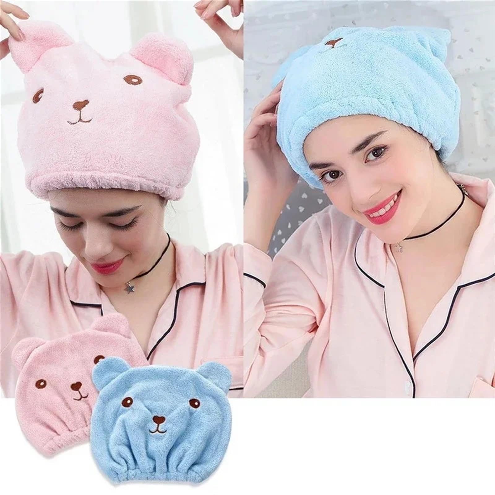 Toallas para Secar El Pelo Gorro de Secado for el Pelo Osito, Toalla Microfibra rápido, Gorro Ducha for Cabello, Toallas envueltas, baño, Accesorios(2IN1,20PCS)