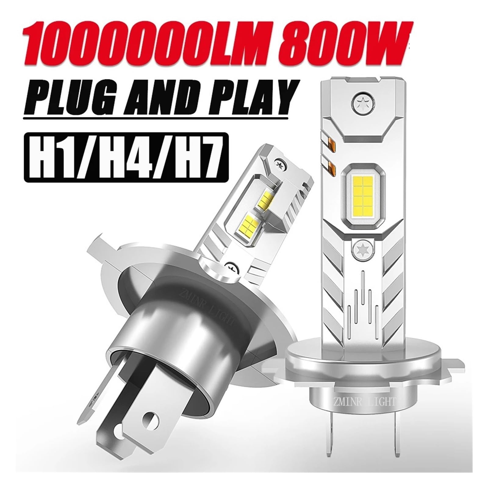 Luces LED H7 H4 H1 for lámpara de bombilla faro coche 1000000LM | +800% Focos brillantes Faro de automóvil 12V(2PCS H4)