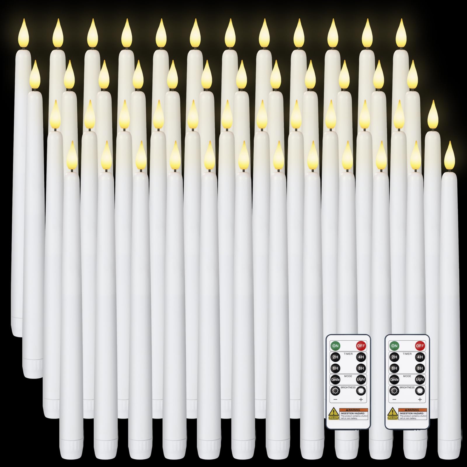 Photo 1 of Homemory 48-Piece 11-inch White LED Taper Candles with Remote