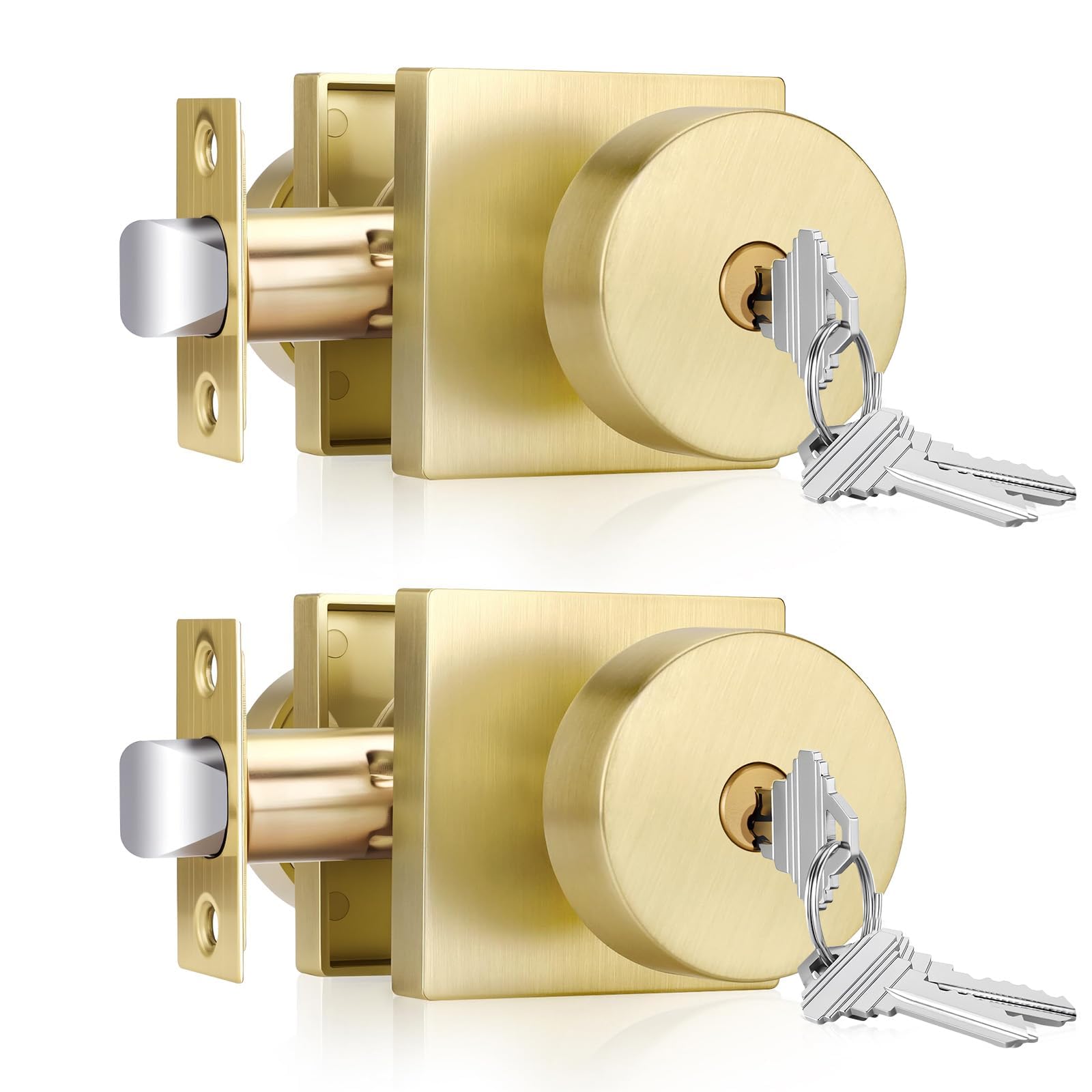 Brushed Gold Door Knobs - 6 Pack Privacy Knobs -15 Brushed Gold Door Knobs - 6 Pack Privacy Knobs -15