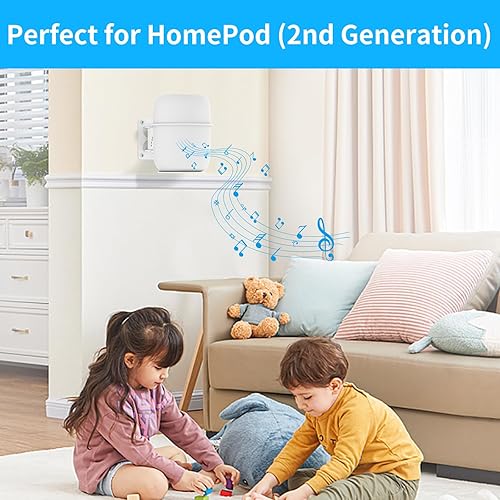 Miniatura 5 de Soporte de altavoz ajustable para Homepod 2 - Soporte de pared para Homepod 2nd y 1 estante de montaje, color blanco