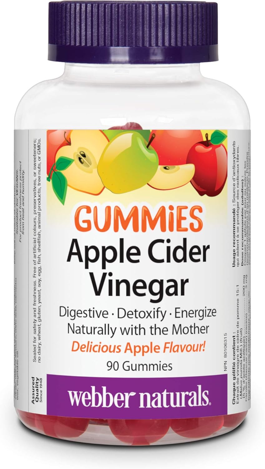 ber Naturals Apple Cider Vinegar, Gummy, 200 mg, 90 Count Amazon.ca Health & Personal Care