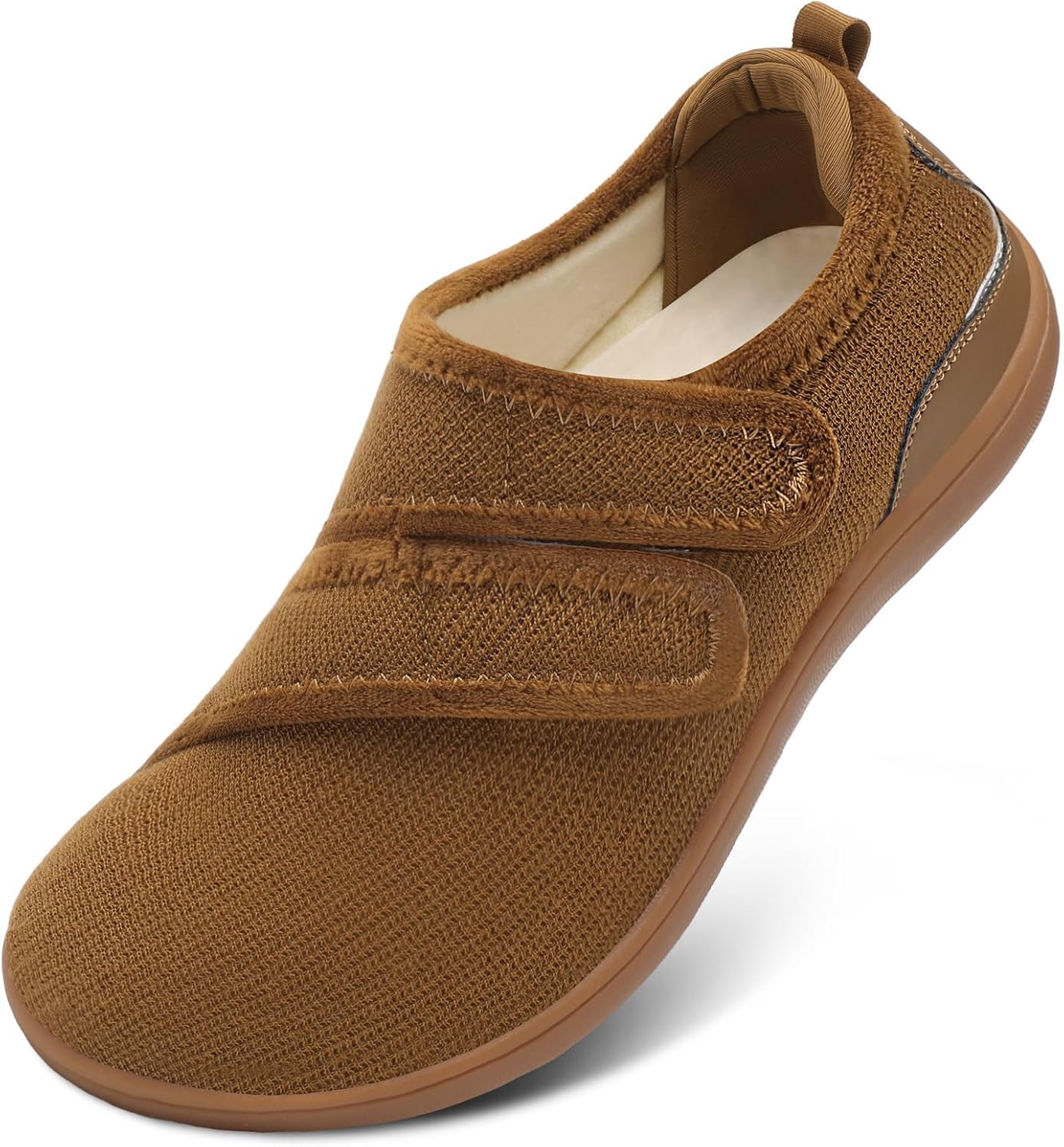 XIHALOOK Mens Slippers Diabetic Shoes Wide Toe House Shoes Adjustable for Edema Plantar Fasciitis 8 Wide Beige