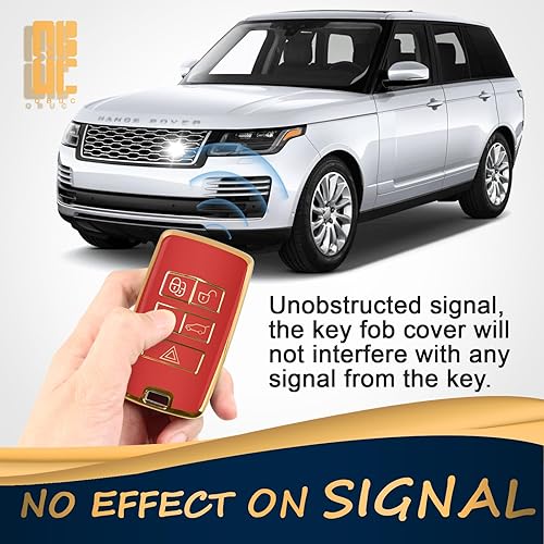 Miniatura 4 de QBUC Funda para llavero Land Rover con llavero de TPU suave con borde dorado, protección completa compatible con Land Rover Range Rover Evoque Sport