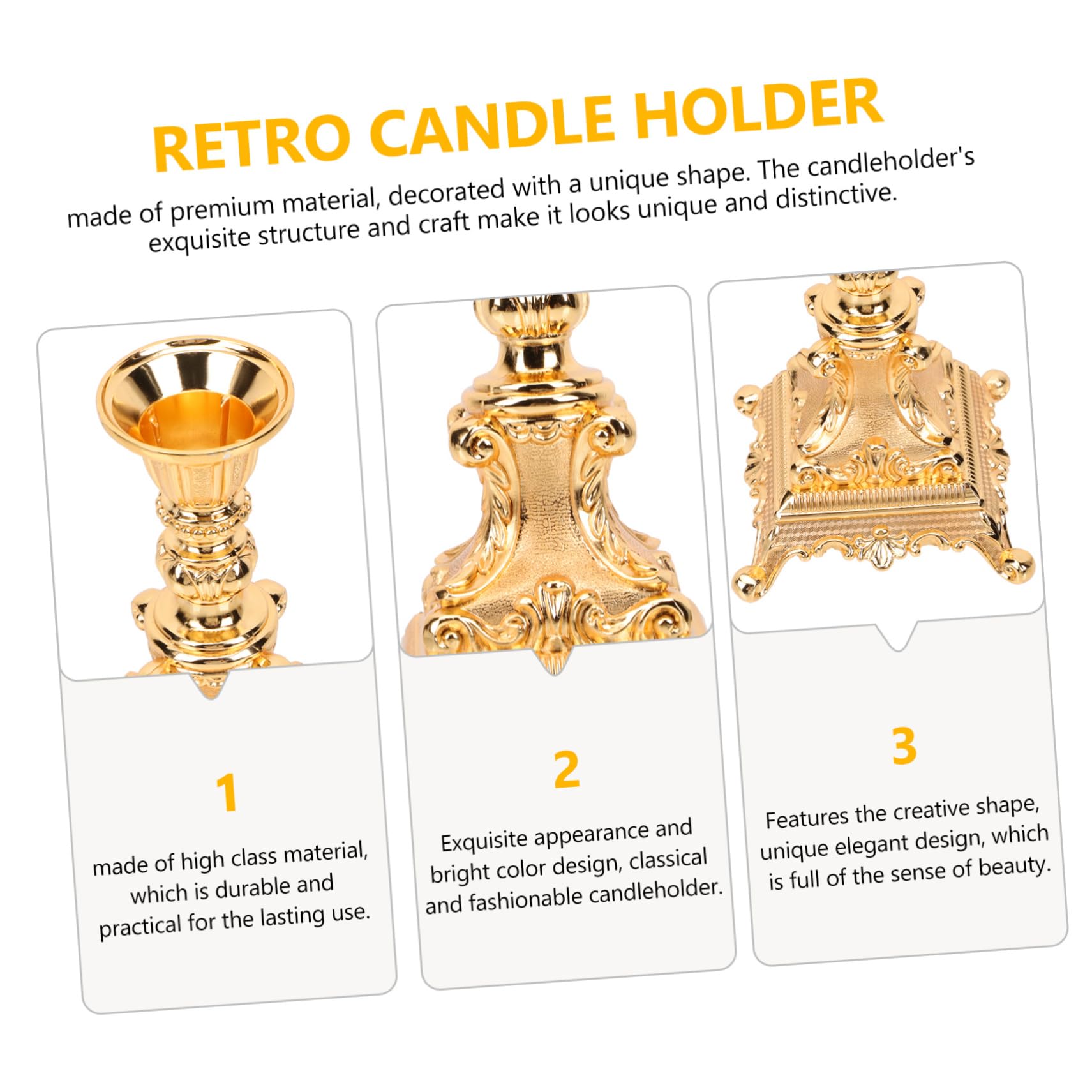 Portacandela in Lega di Zinco Oro Design Classico Unico Elegante, Porta Candela Delicato per Decorazioni Casa e Matrimoni Raffinati