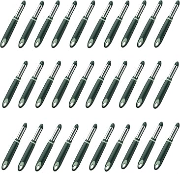 30 Pack Vegetable Potato Peeler for Kitchen,Ergonomic Soft-Touch Handle-Black Aquamarine, 30 Pack