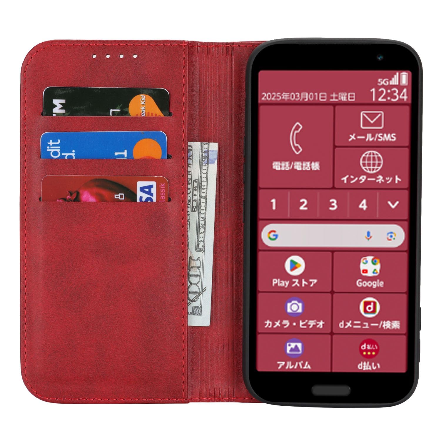 Amazon.co.jp: らくらくスマートフォン F-53E ケース 手帳型 docomo