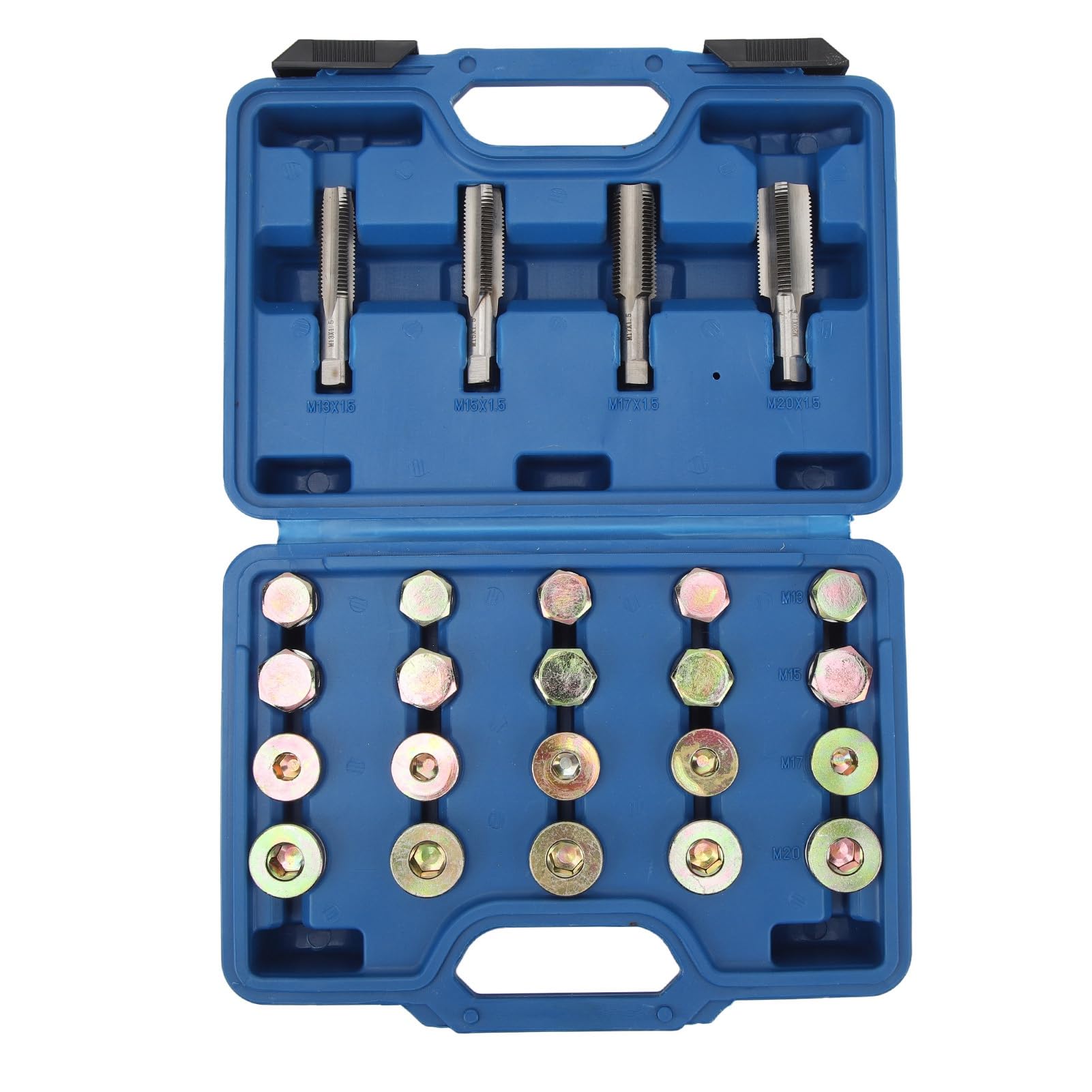 Ausla Kit di Riparazione della Filettatura della Coppa dell'olio da 64 Pezzi, Strumenti di Riparazione della Filettatura in Acciaio per Tappo di Scarico della Coppa e, Adatto per la Manutenzione e