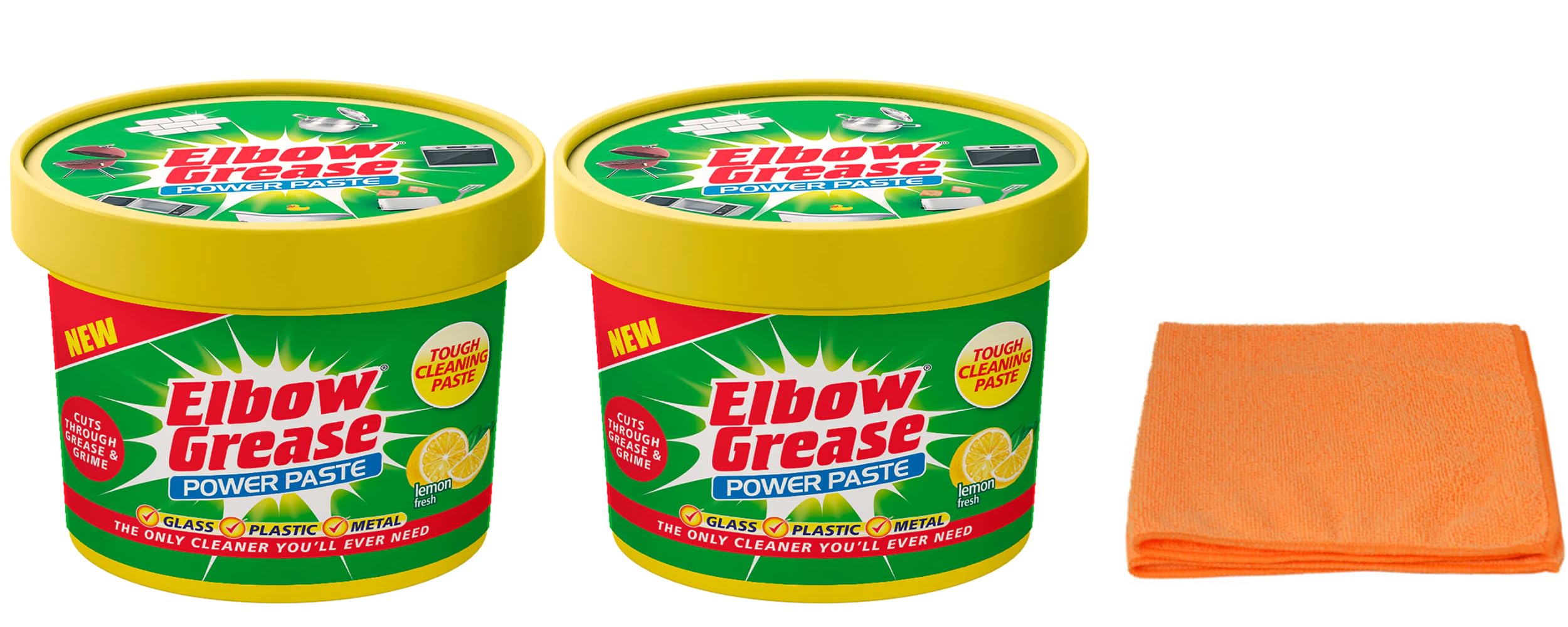 Topest 2X Elbow Grease All Purpose Power Paste, 2X 350 G – Powerful Cleaning Formula for Kitchen, Bathroom, Multi- Surfaces - with Ultra Absorbent Microfibre Cleaning Cloth