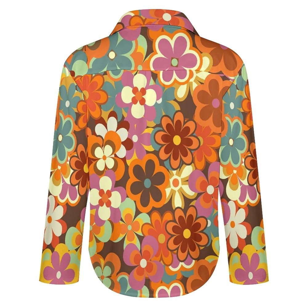 70’s レディース Vintage Flower print shirt Amazon.com: Vintage Color Flower, Retro Minimalist, 70s