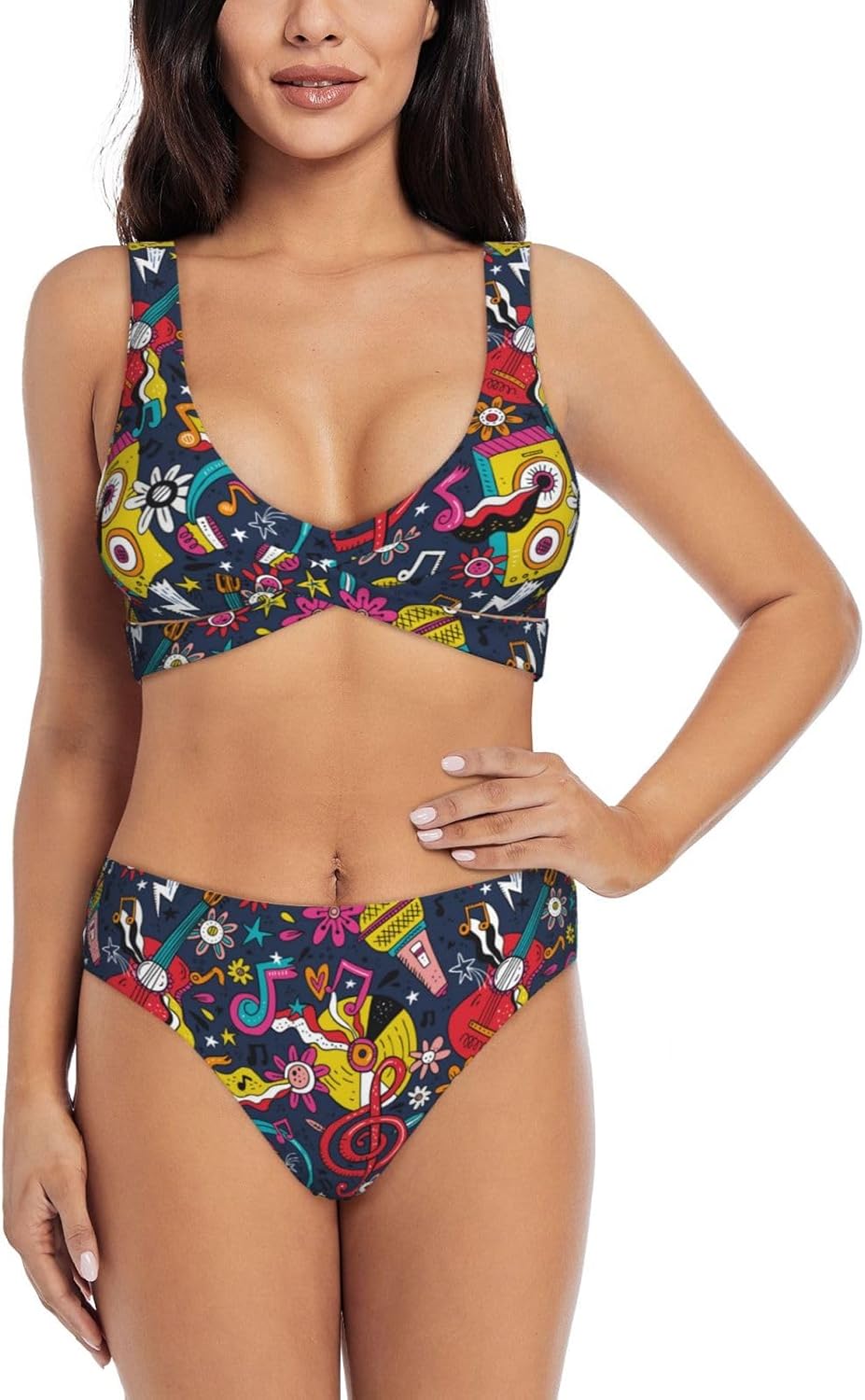 Amazon.com: Pevufa Rock Music Print Women'S 2 Piece High