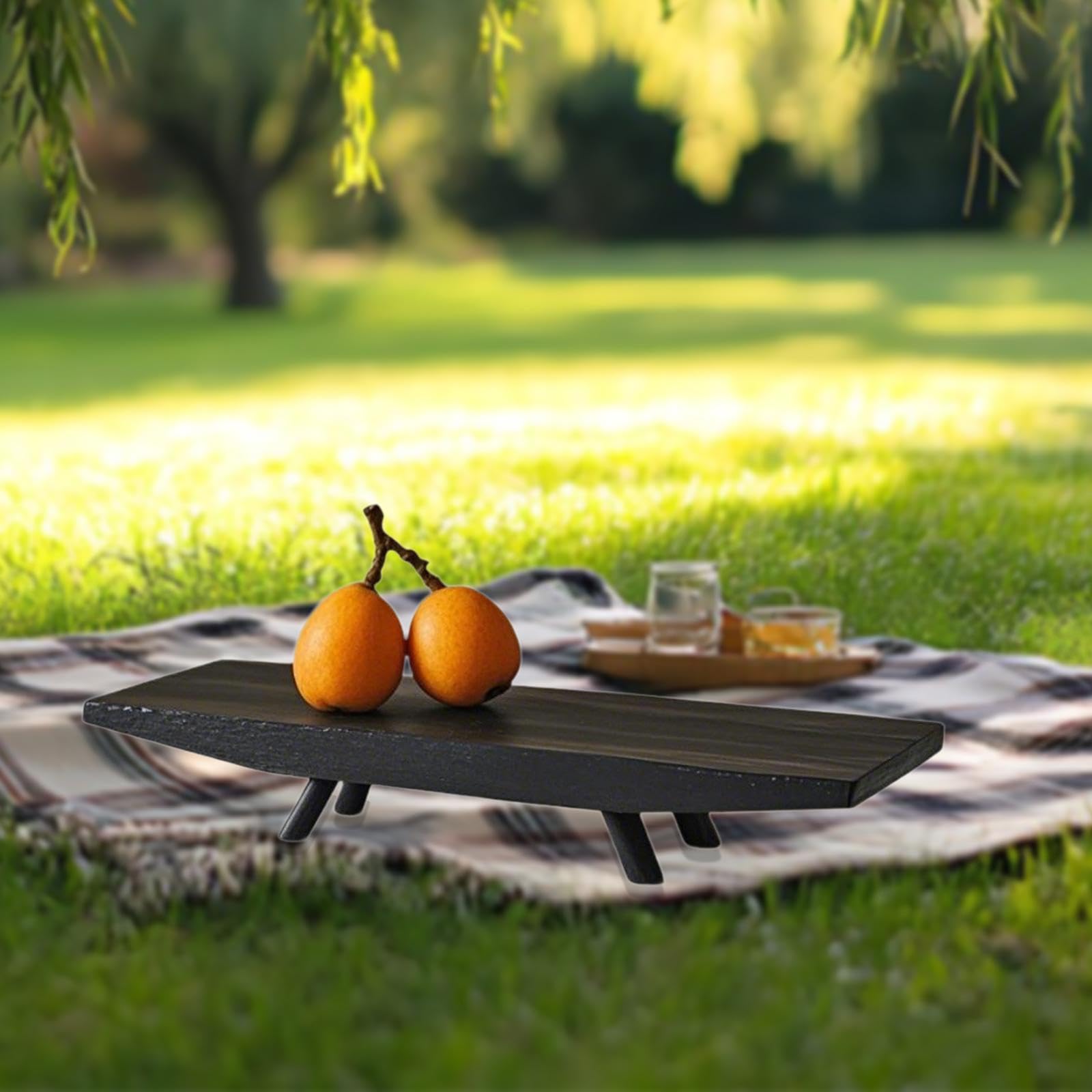 Bandeja de Almacenamiento de Madera Estilo Rústico, Bandeja Multiusos para Aperitivos Y Pan, Decorativa para