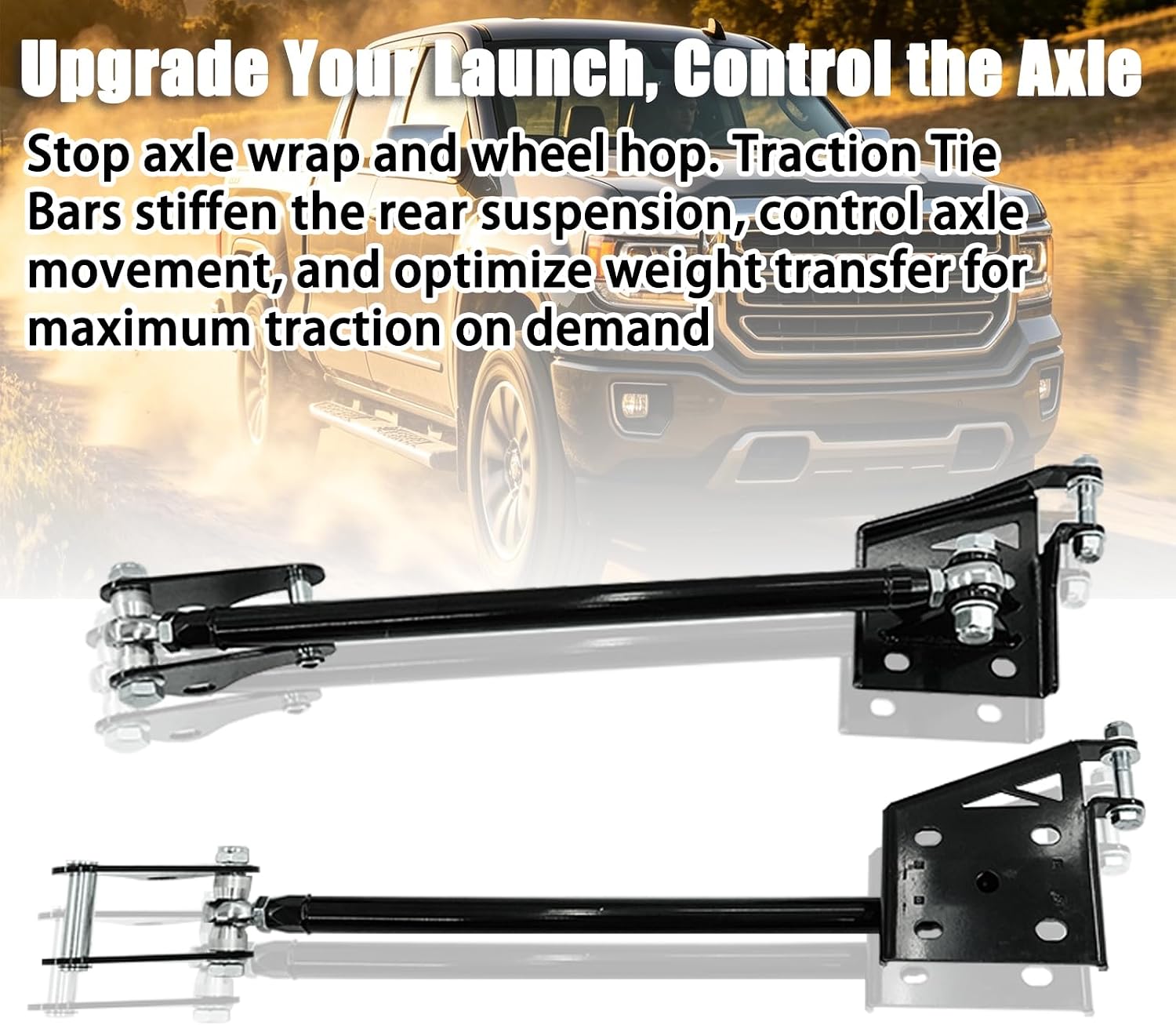 Traction Tie Bars Compatible with For Chevrolet S10 & Chevy Blazer 1983-2004, Compatible with GMC Sonoma & S15 1983-2004 Traction Bar Heavy Duty Powder Coated Steel Black