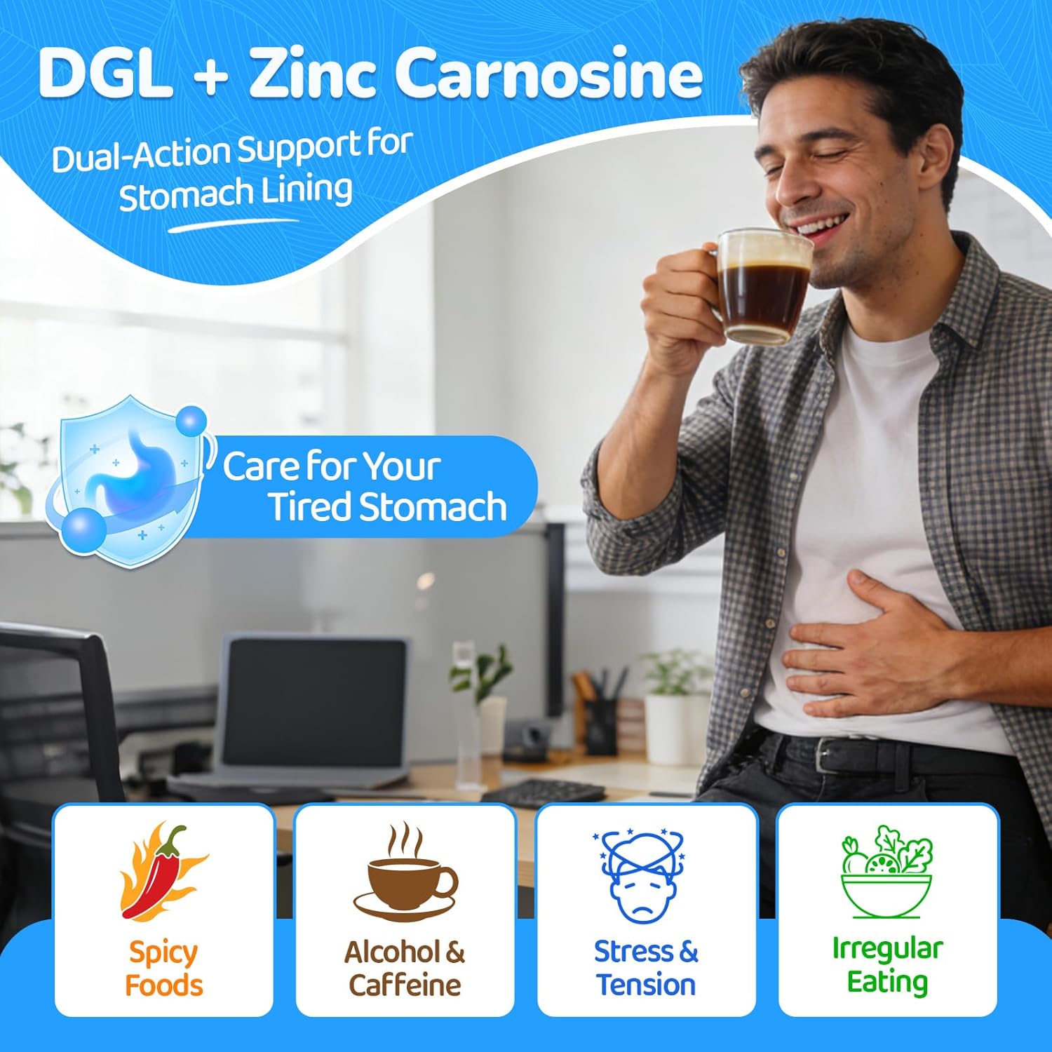 DGL & Zinc Carnosine Gummies, Supports Occasional Stomach Upset & Digestive Comfort, Deglycyrrhizinated Licorice 10:1 Extract, Gentle Gut bland for Stomach Lining Health, Sugar-Free, Non-GMO, 60ct - Image 2