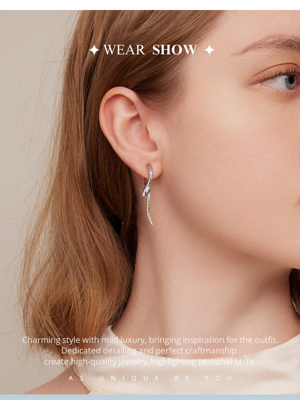 BEDT Pendientes De Aro De Circón Verde con Hebillas De Oreja De Serpiente De Plata De Ley 925 para Mujer, Regalo De Joyería Fina Personalizado