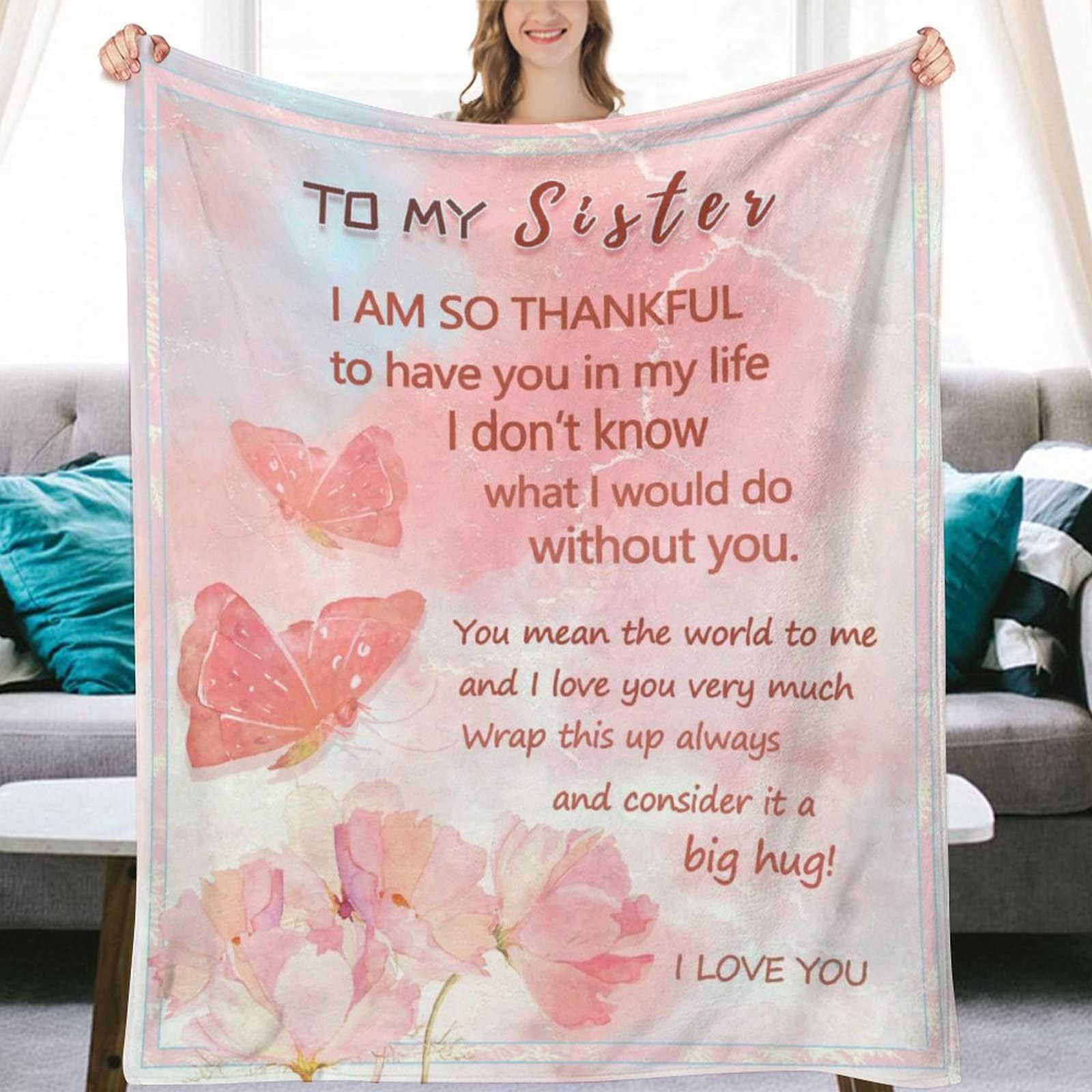 LSEOMIO Sister Gifts Blanket, Sister Birthday Gifts from