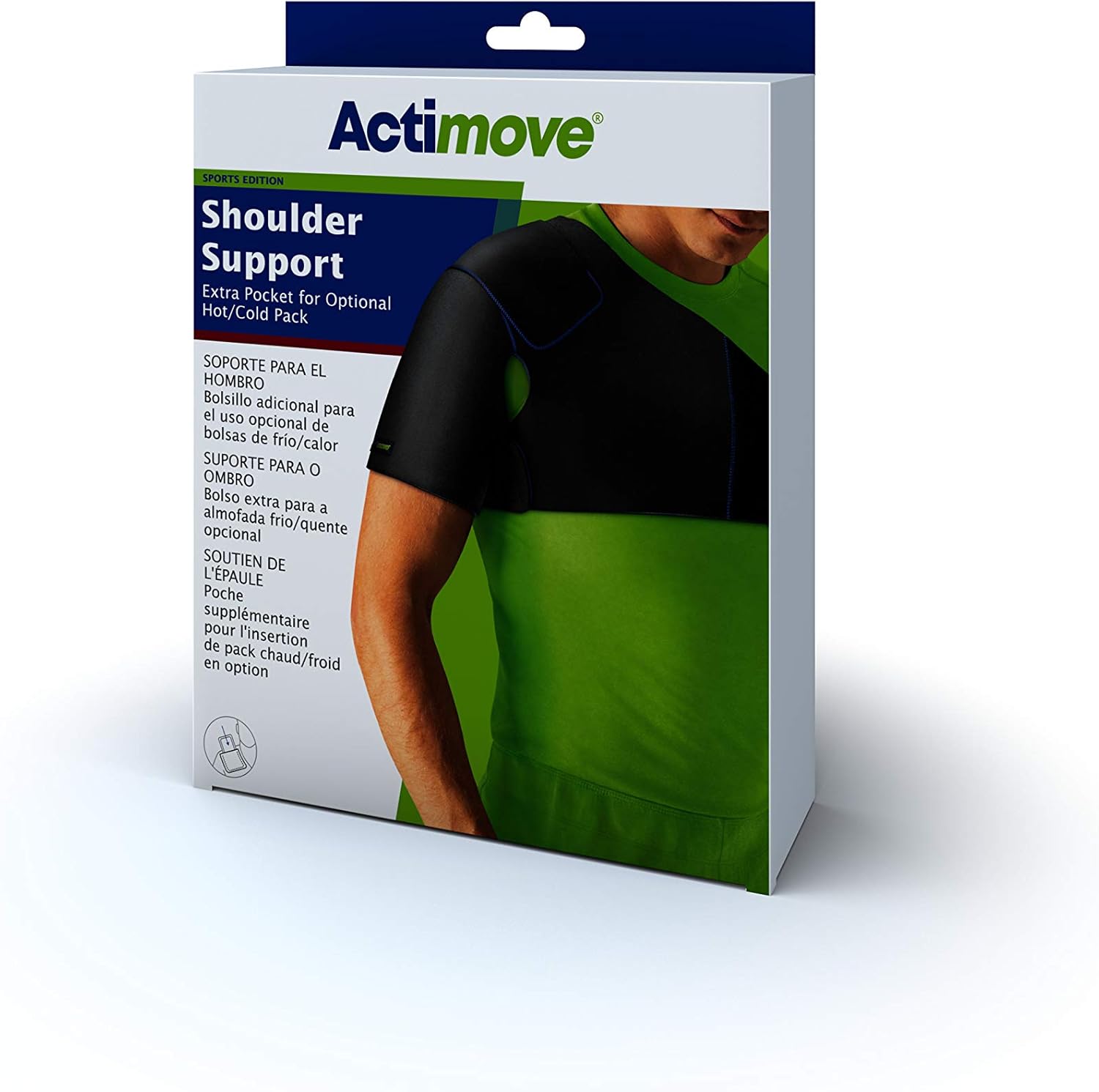Actimove Sports Edition Shoulder Support Extra Pocket for Optional Hot/Cold Pack Medium Black