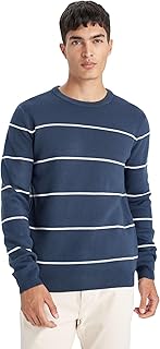 بلوفر تريكو بقصة عادية وياقة دائرية وأكمام طويلة D3588AX للرجال من ديفاكتو