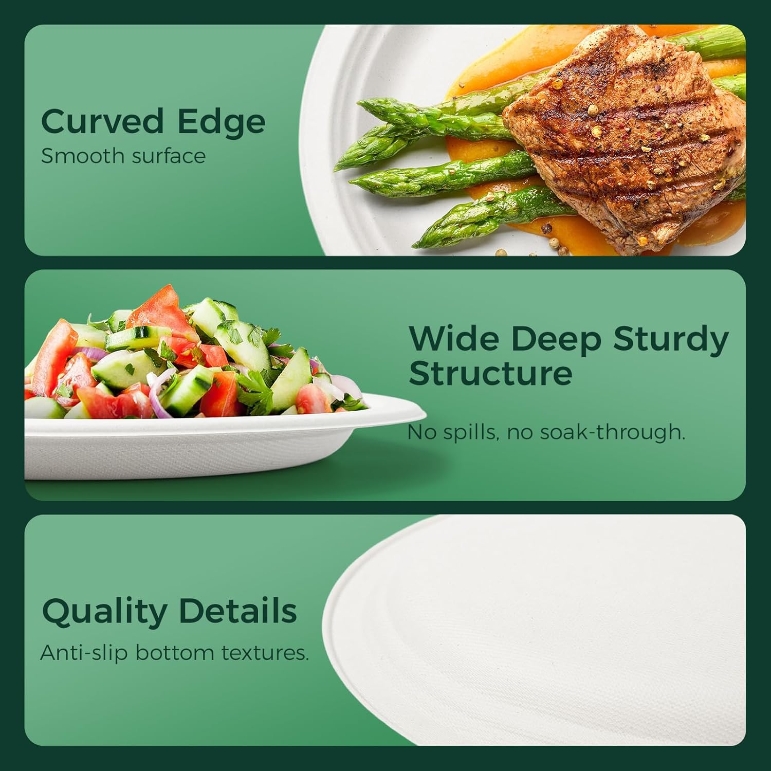 100% Compostable Paper Plates - 10 Inch, Bulk 300 Count - Disposable, Heavy Duty, Biodegradable Plates Made of Bagasse - Eco-Friendly, Large Size (White)