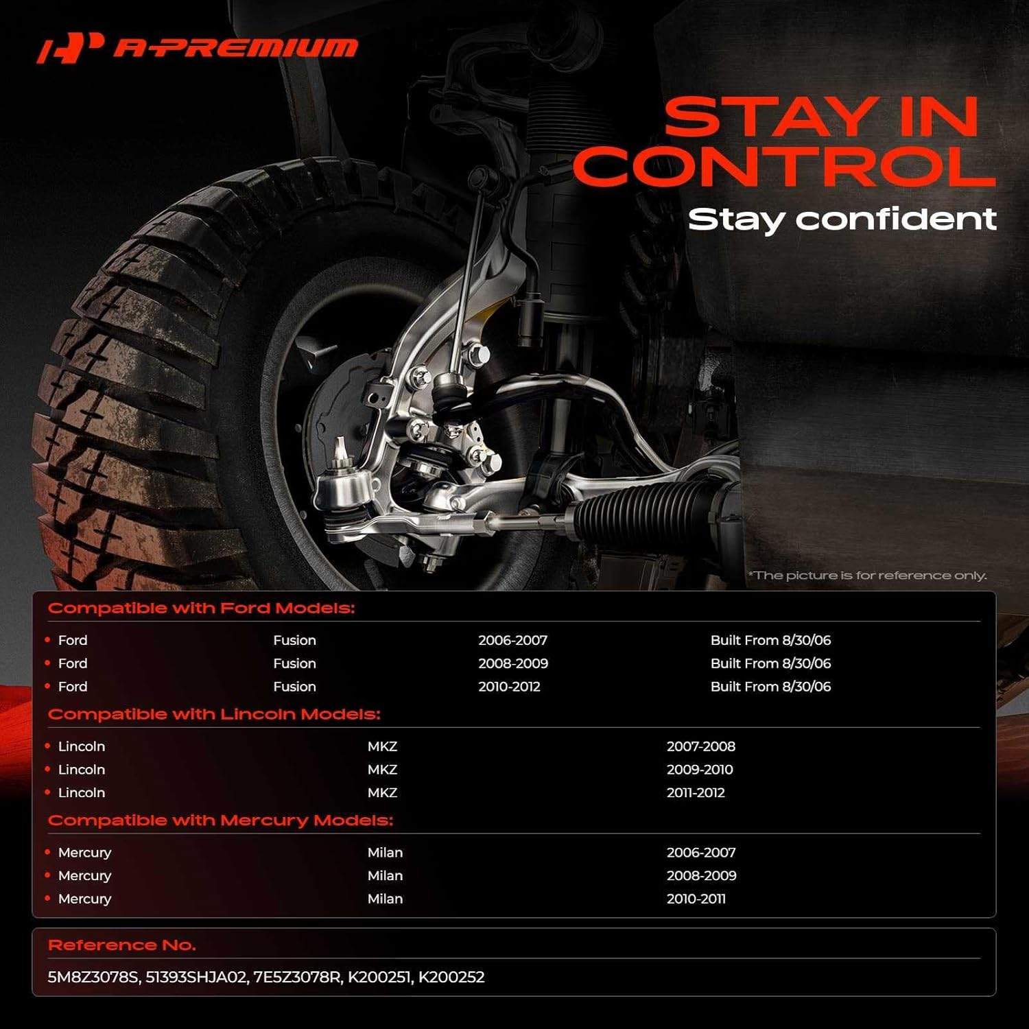 A-Premium 2 x Front Forward Lower Inner & Outer Control Arm Bushing Kit, Compatible with Ford Fusion 2006-2012 & Lincoln MKZ 2007-2012 & Mercury Milan 2006-2011