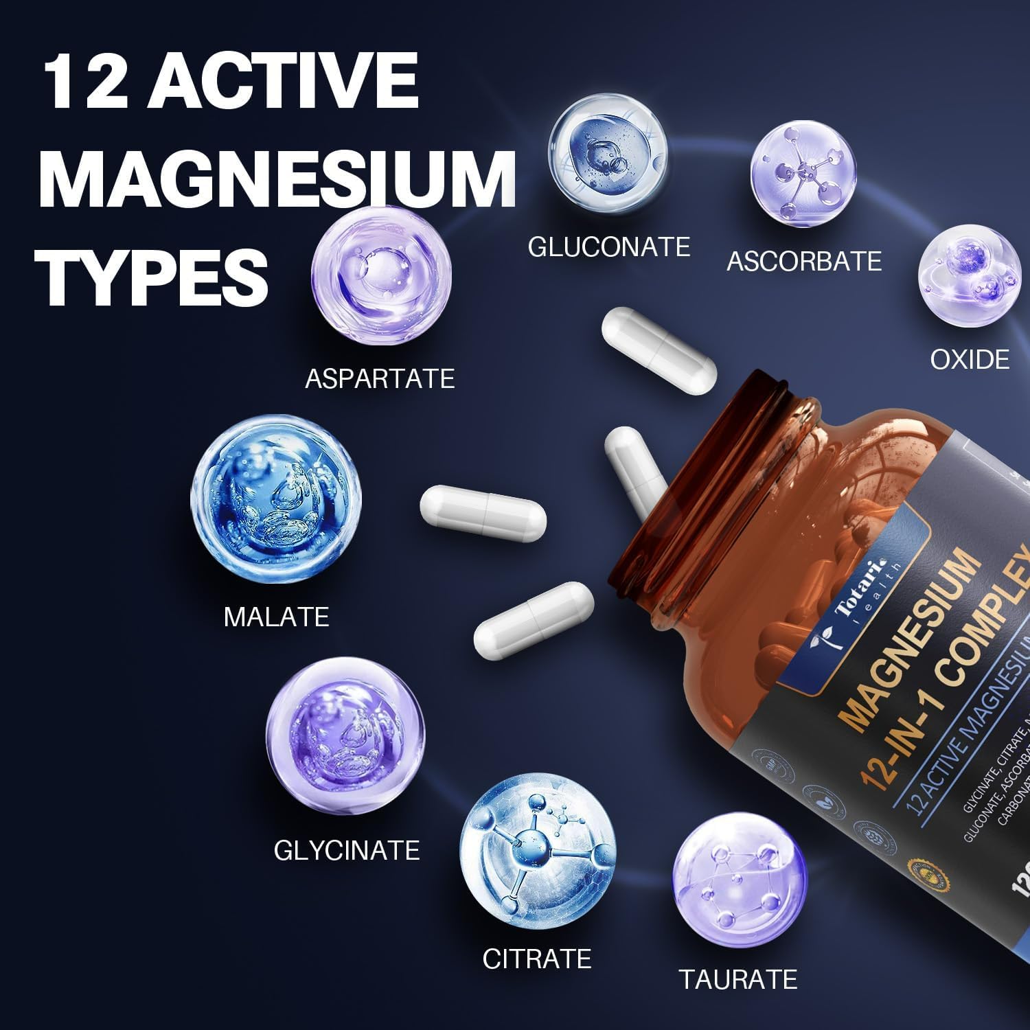 Complesso di magnesio per uomini e donne (confezione da 2) | Rilassamento del magnesio, supporto muscolare e cardiaco, vegetariano migliora l'assorbimento e l'utilizzo di importanti mine