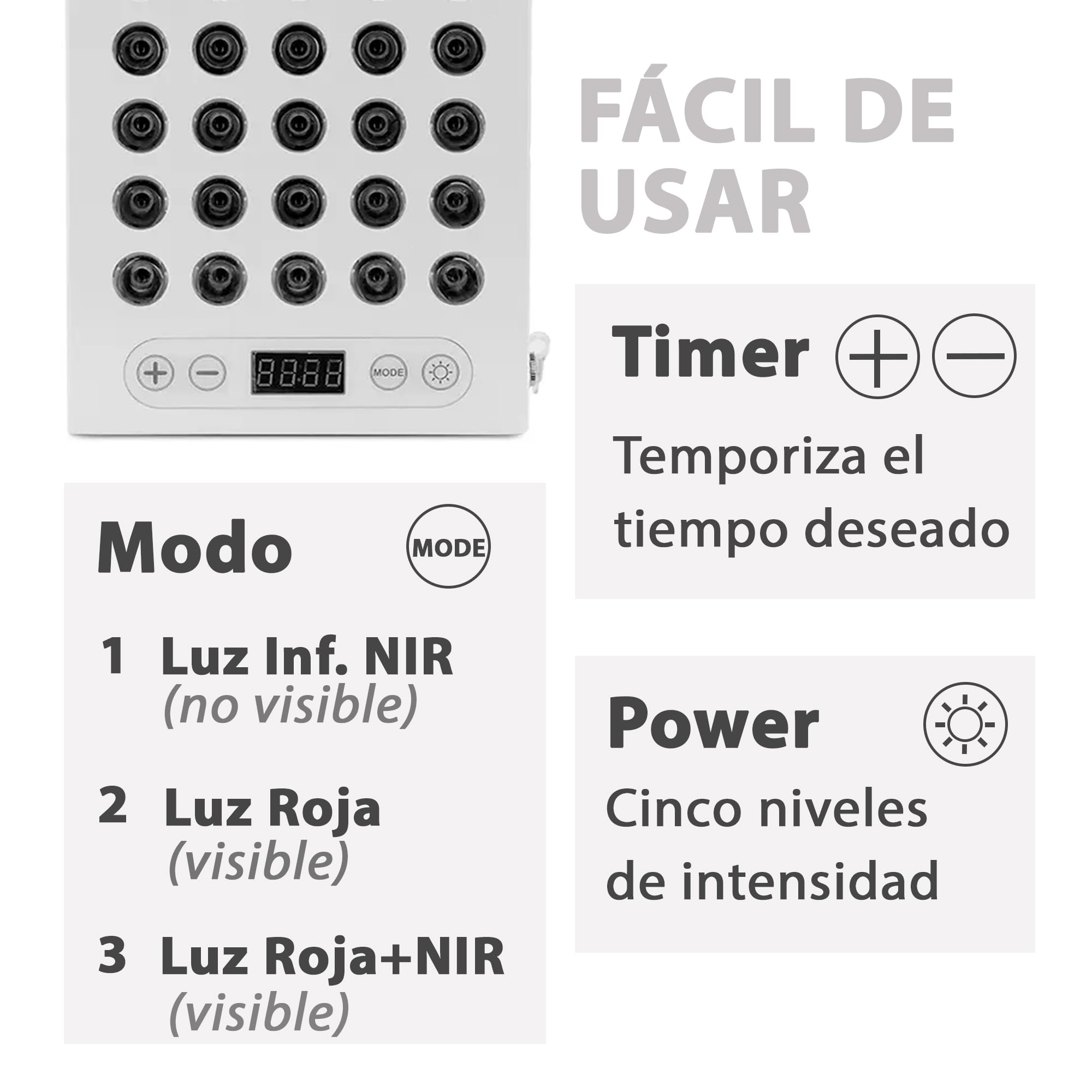 Panel Luz Roja e Infrarroja Cuerpo y Rostro (NIR 660nm/850nm) Lámpara luz roja terapia. Rejuvenecimiento piel, ritmos circadianos, musculatura y articulaciones.