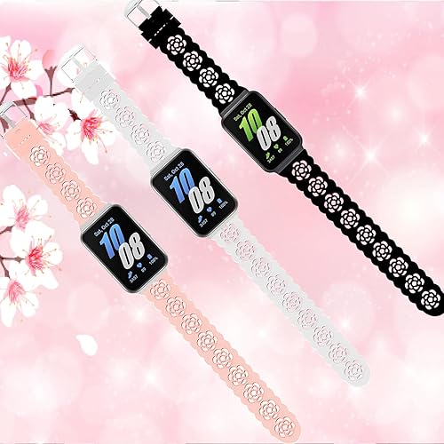 Miniatura 4 de Paquete de 3 correas deportivas compatibles con Samsung Galaxy Fit 3, correas de repuesto de silicona con encaje delgado transpirable y grabado de