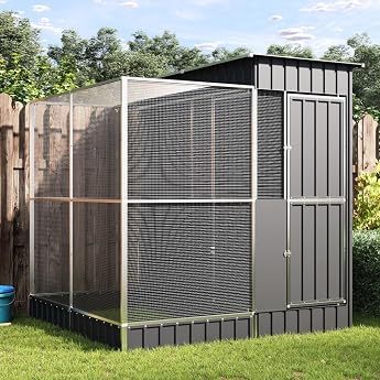 Aviary with Extension Silver Steel Bird Aviary Budgie Cage Large Bird Cage Bird Cage Parrot Cage 209 x 203 x 216 cm