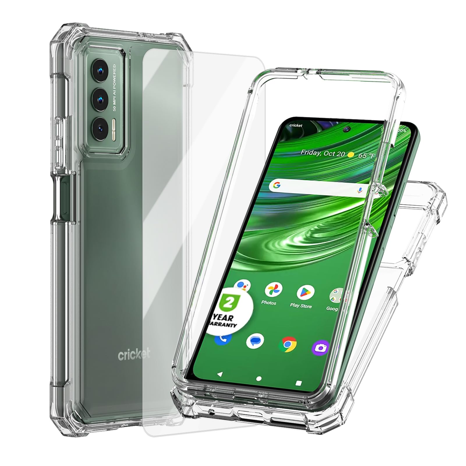 Ailiber for Cricket Outlast Case, AT&T Jetmore Case with Screen Protector, Dual Layer Structure Protection, Shock-Absorbing Corners TPU Bumper, Heavy Duty Protective Phone Cover for Outlast 6.8"-Clear