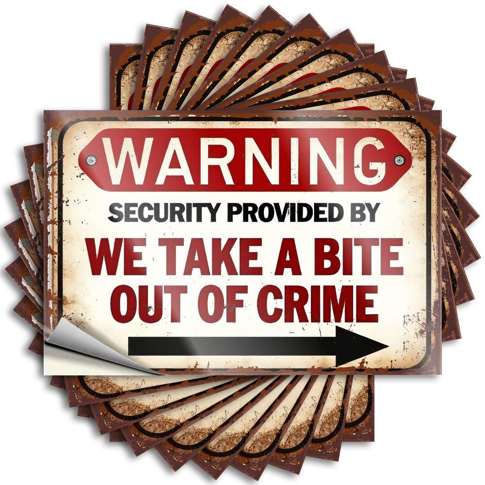 Quote Best Man Cave Gifts Vinyl Sticker | Warning Security Provided By We Take A Bite Out of Crime High for Teacher Use(8X12CM)