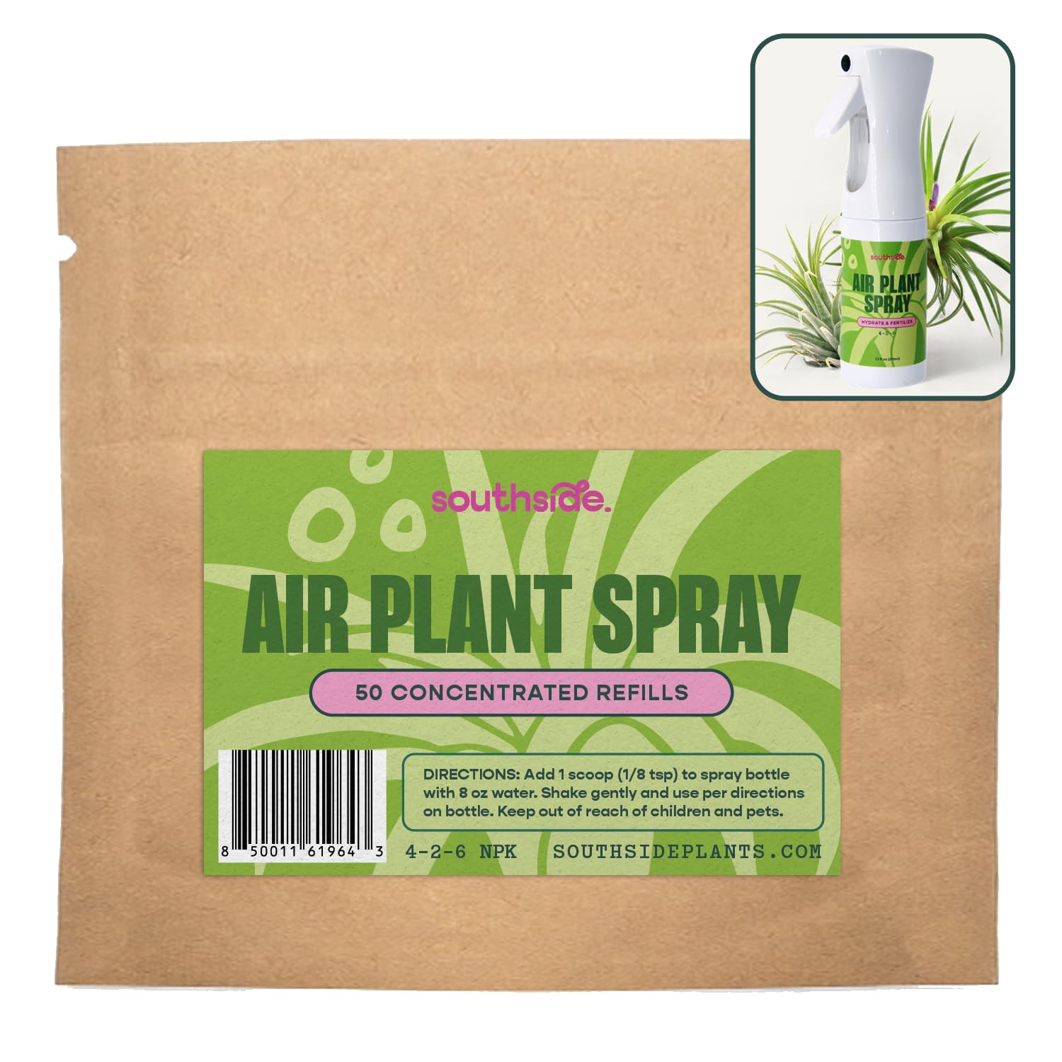 Southside Air Plant Fertilizer - 50 Concentrated Refills (Spray Bottle not Included) - Weekly Nourishment for Tillandsia - Economical Plant Food for Air Plants