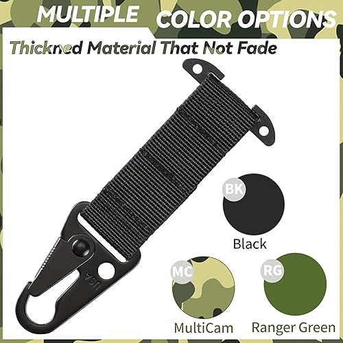 Miniatura 2 de Tactical Belt Clip T-Mount Molle Clip Molle Bag Clip Tactical Clash Hook Hanging Carabiner, MOLLE Webbing Belt Clip with Metal Hook for Tactical