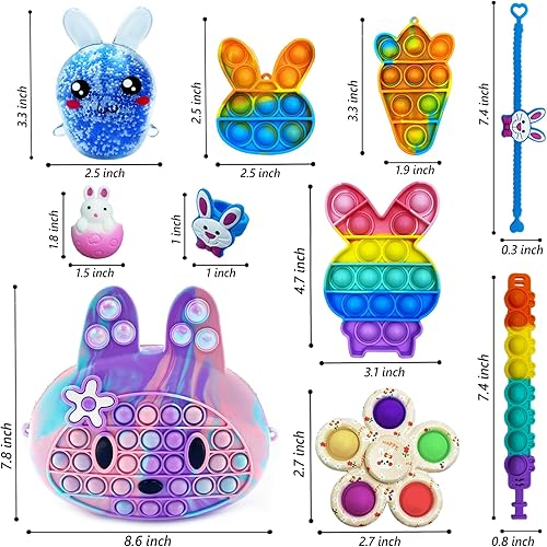 Miniatura 5 de Regalos para cestas de Pascua  Cesta de Pascua Pop Bolsa de conejito Bolsa sensorial Fidget Toy Pack para niños pequeños, adolescentes, niñas y