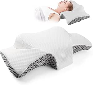Memory Foam Nackenkissen - Ergonomisches Kissen Für Seiten- & Rückschläfer Mit Kühlbezug