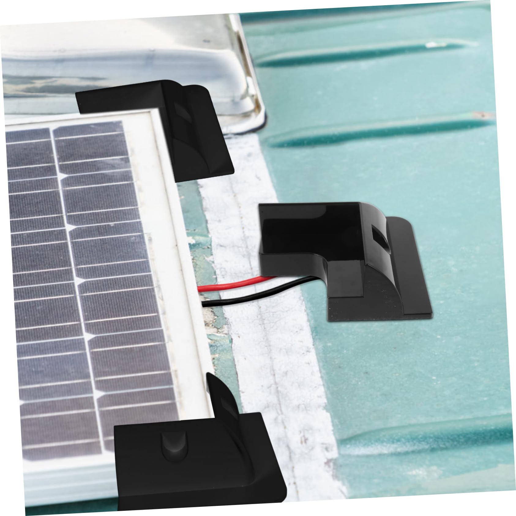 Supporto per Pannello Fotovoltaico per Camper, Abs Nero, Installazione senza Foratura, 4 Pezzi, per Roulotte e Pannelli Solari