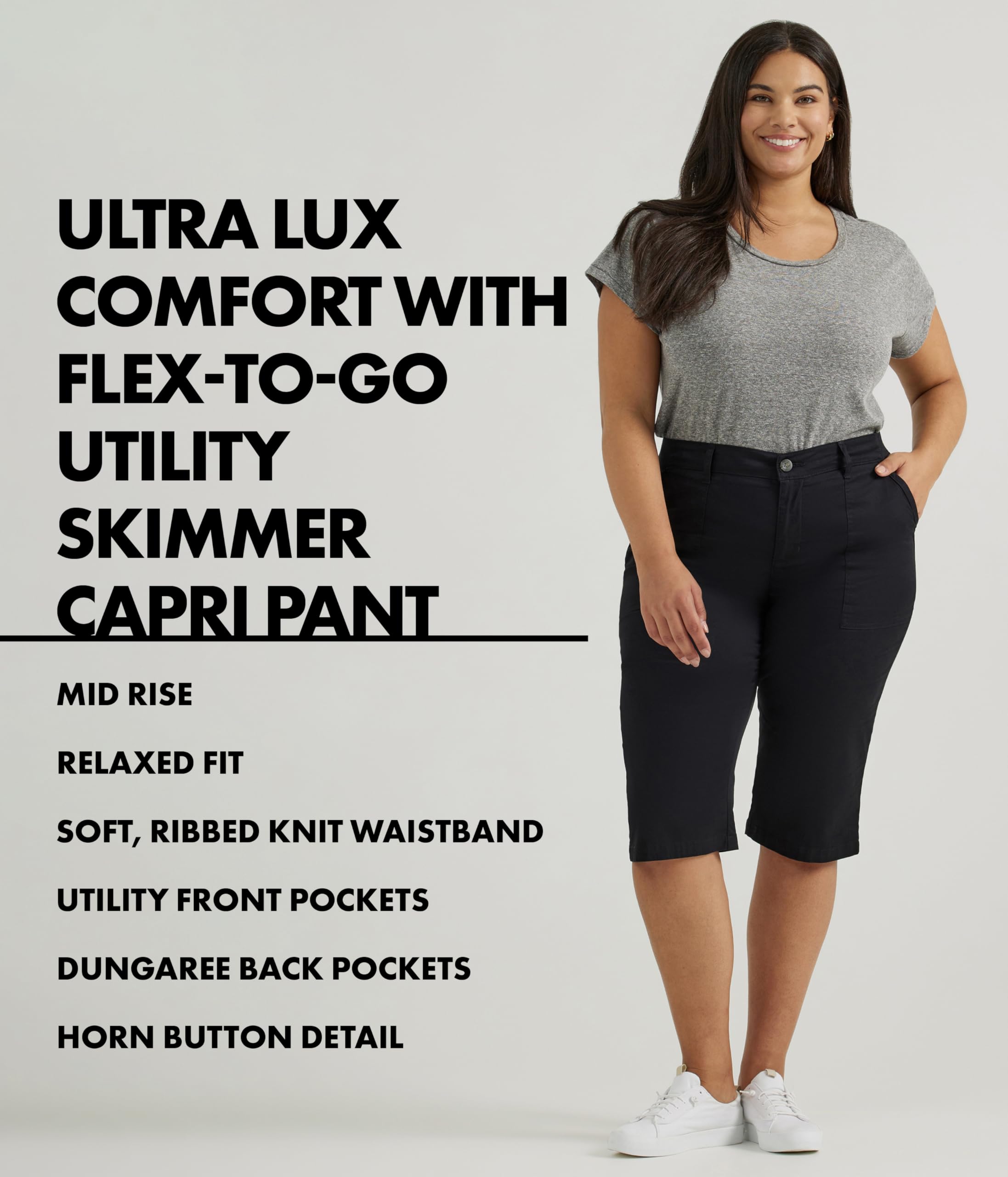 Lee - Plus Size Ultra Lux Comfort with Flex-to-Go Utility Skimmer Capri Pant, Pantaloni Donna