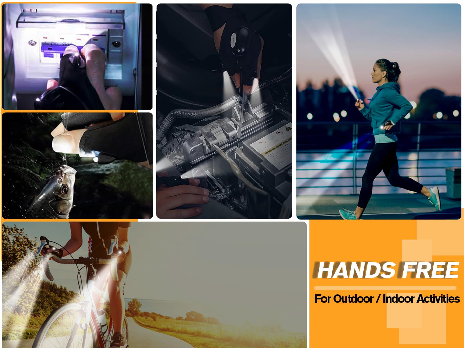 Guantes de Pesca, Guantes LED Recargables, Regalo para Hombres, Regalo Creativo para Papá, Guantes con Linterna LED para Reparar, Trabajar y Acampar, Regalos Originales de Cumpleaños, Navidad