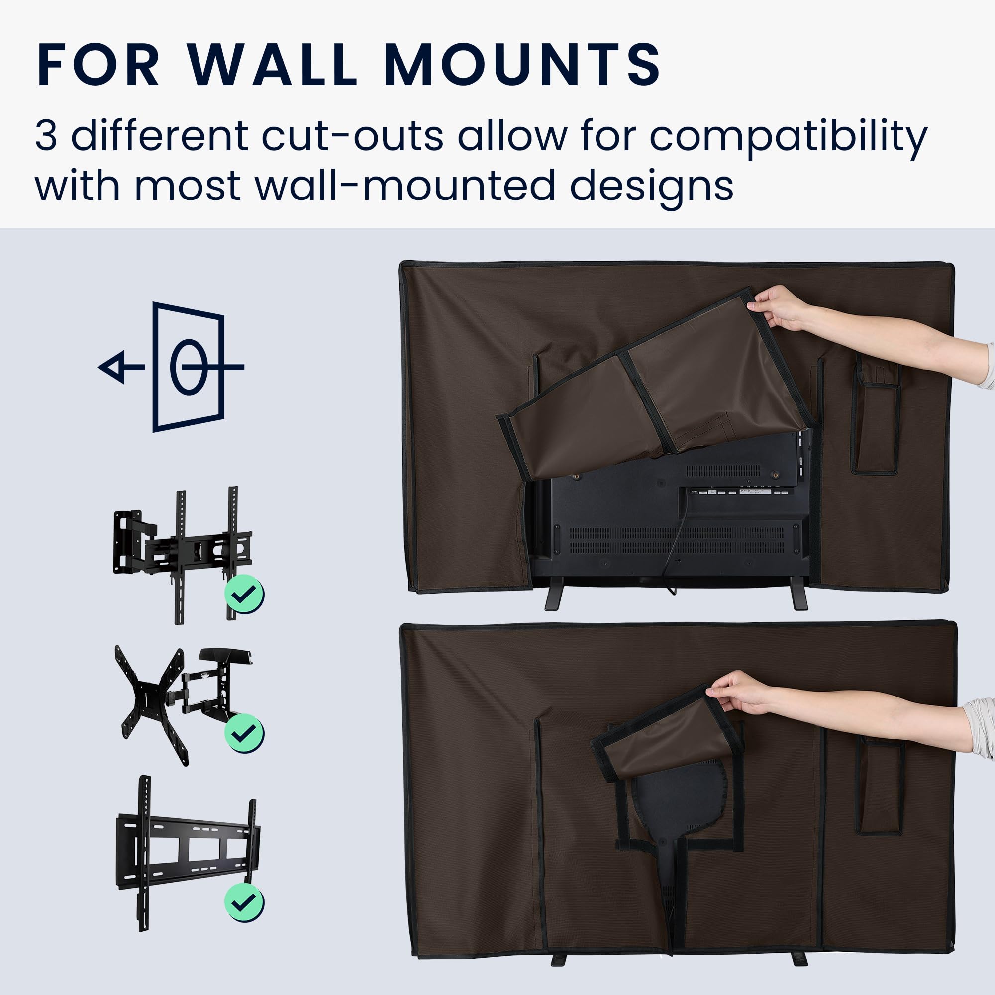 kwmobile Housse écran TV compatible avec 49-50" TV - Housse de protection TV extérieure contre intempéries, poussière et éclaboussures - chocolat