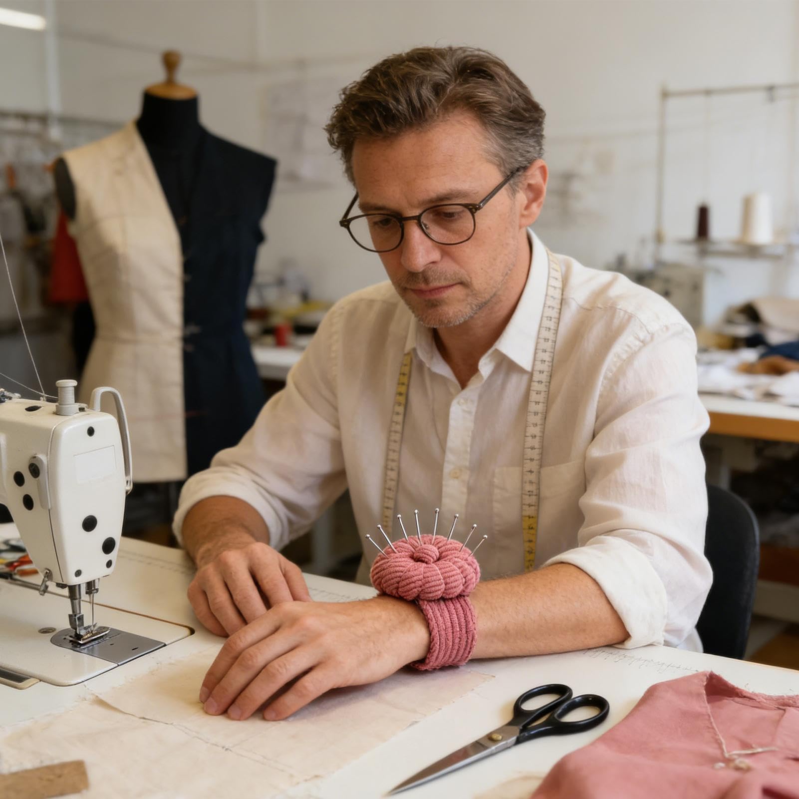 Armband-Nadelkissen für Nähen Tragbares Nähzubehör | Nadelkissen mit elastischem Band für Nähbegeisterte, Zuhause, Atelier, Reisen