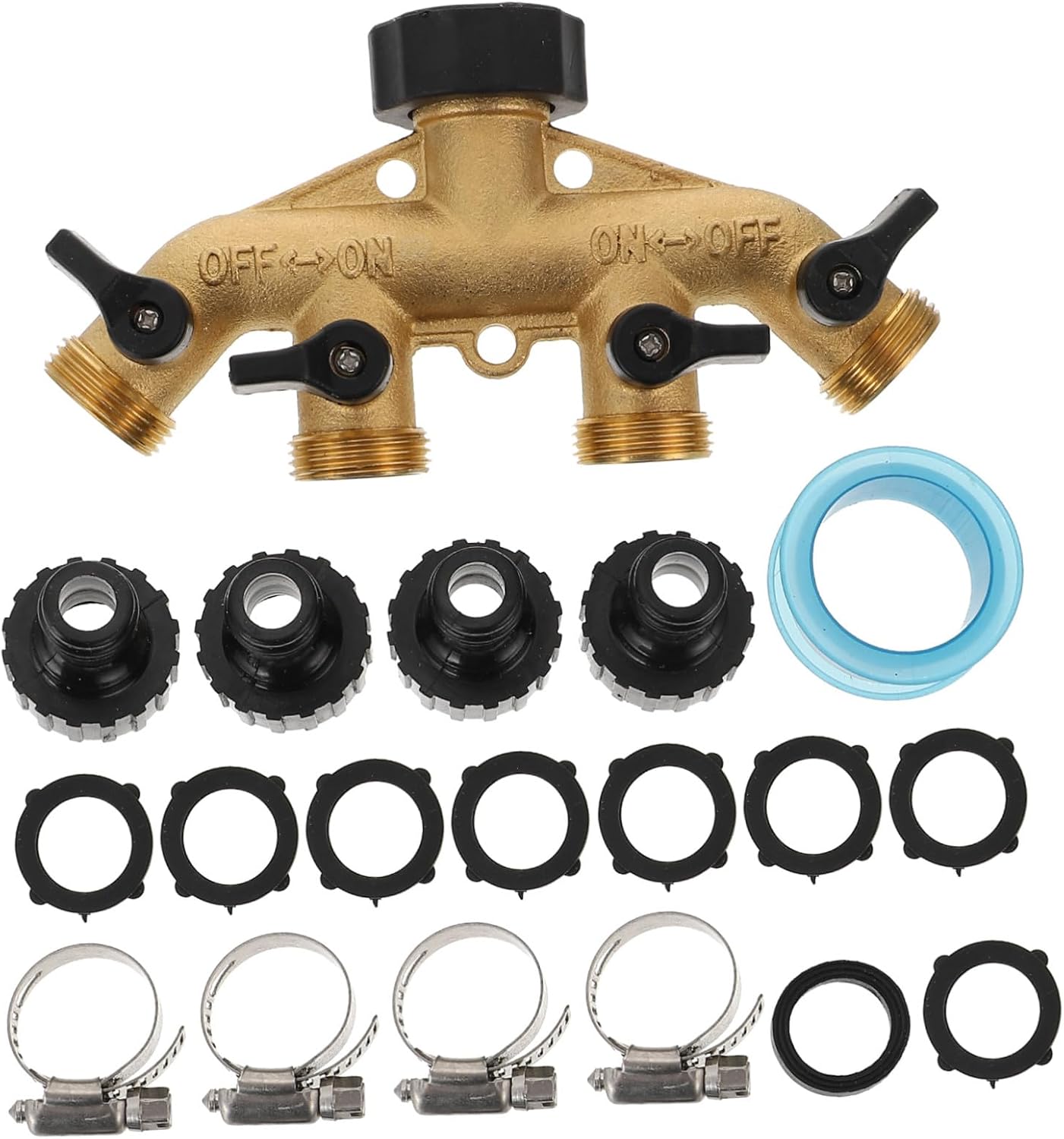 Brass Garden Hose Splitter Connector with Individual Shut-off Valves Hose Adapter Joint for Outdoor Irrigation and Landscape Watering