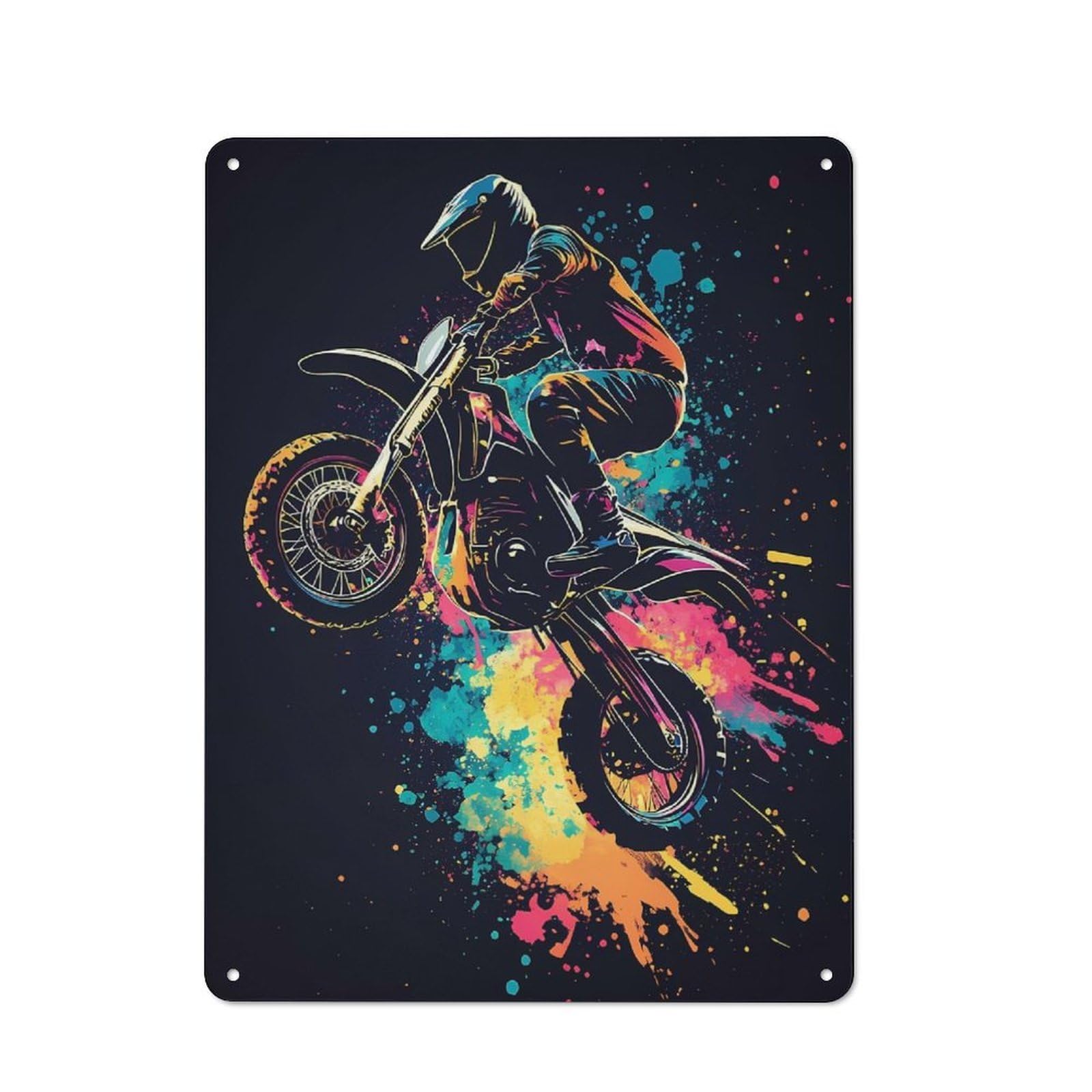 Junmoney Motocross Rider In Action Metal Plaque 40X30cm With For Garage Wall, Retro Decor, For Garage Decor Collectors Refreshing A Room In Autumn