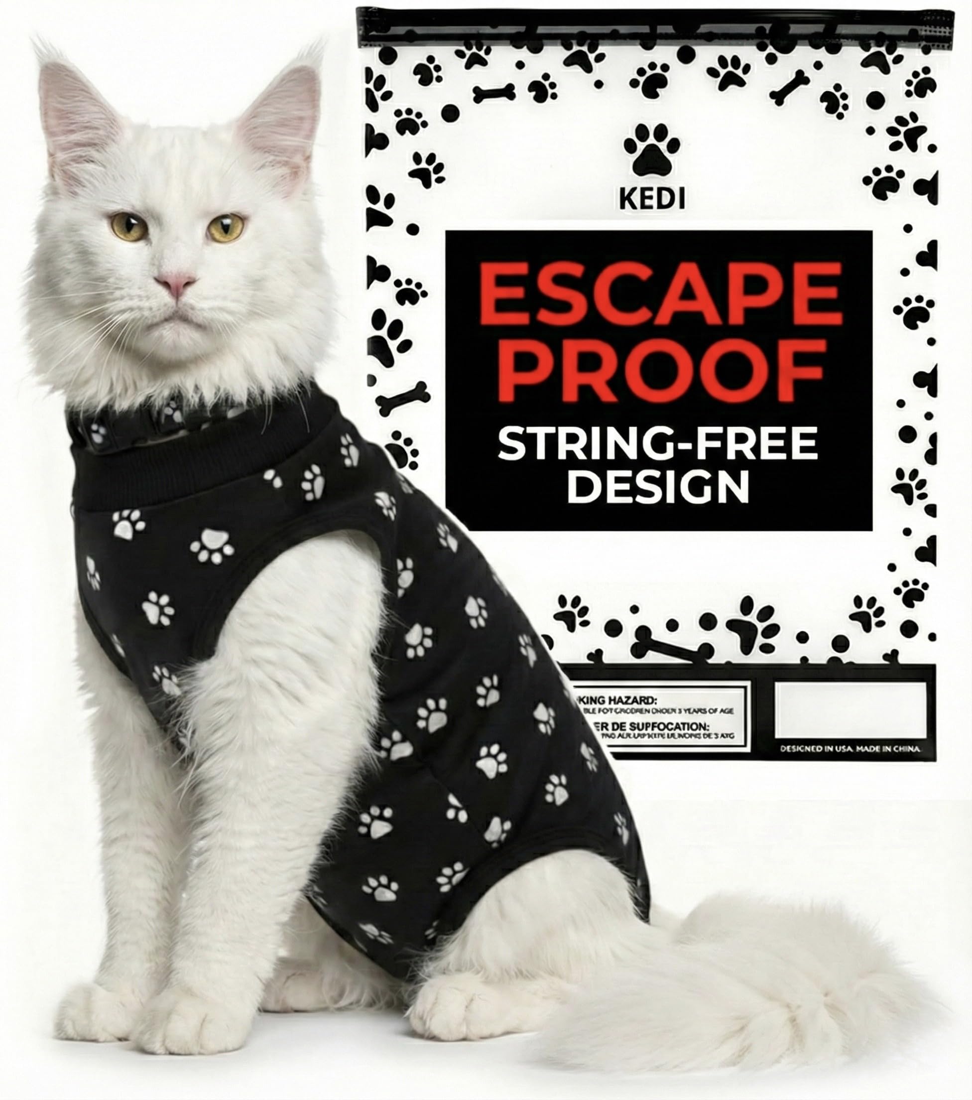 Cat Surgery Recovery Suit Female Cat Onesie for Cats After Surgery Spay Surgical Abdominal Wound Skin Diseases E-Collar Alternative Wear Kitten (Black