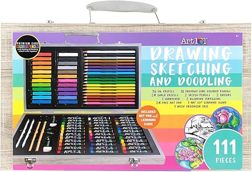 Art 101 - Juego de arte de dibujo, esbozos y garabatos, colores surtidos, 111 piezas (55111)