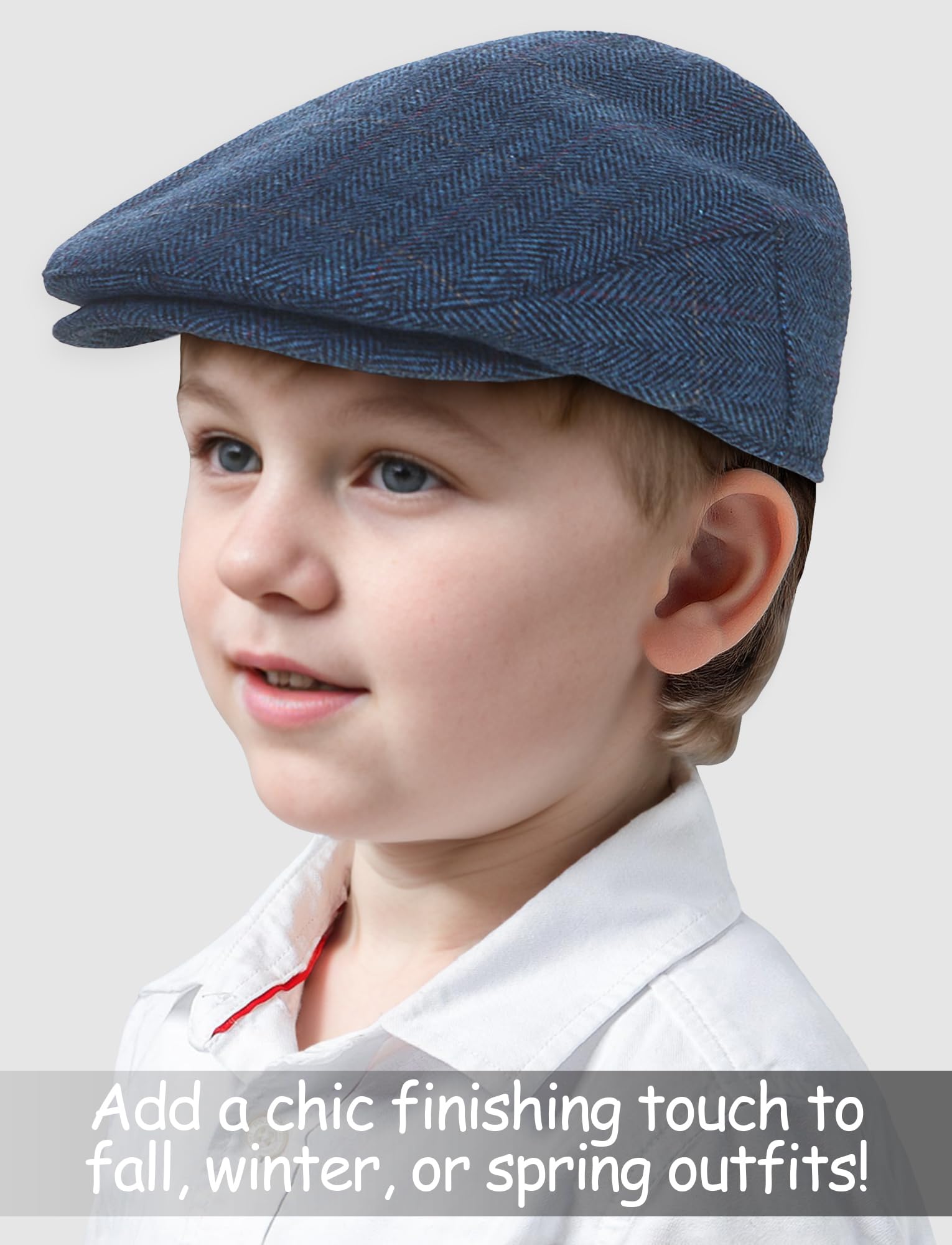 Maeau Berretto Tweed per neonato/bambino, berretto piatto cappello da bavero traspirante regolabile cappello Newsboy Gatsby vintage protezione solare cappello fodera morbida, diverse stagioni, S-L/1